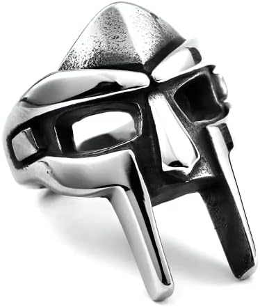 Gushijieju Adjustable Doom Mask Ring for Men, Metal Mask Titanium Stainless Steel Jewelry Ring