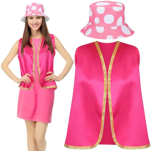 Mepase 2 Pcs Halloween Mushroom Costume Women Mushroom Hat Vest Dress up Accessories for Adult Halloween Cosplay Party Outfits