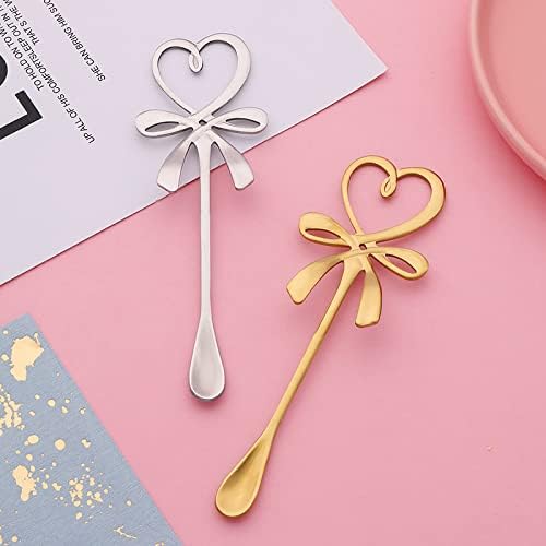 Silverware Flatware Set, 1/4/6/8/10 Love Hanging Cup Spoon Dessert Spoon 304 Stainless Steel Spoon Wedding Souvenir Stirring Coffee Spoon (Color : Silver, Size : 10Pcs)