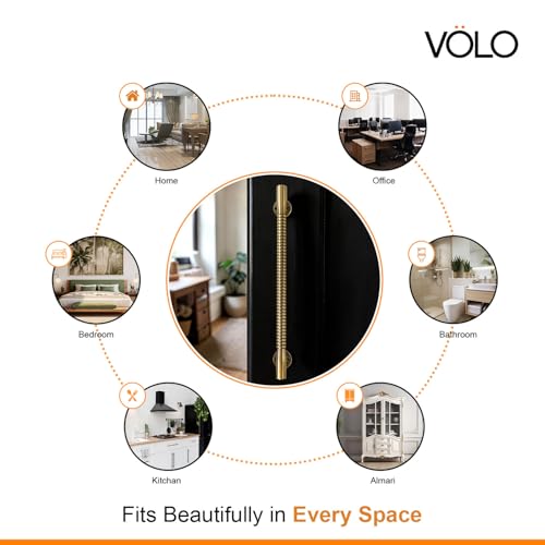 Image of VOLO Main Door Pull Push Handle for Main Entry | Interior Exterior Use | Modern Home Office Door Hardware Pull Handle | (Antique Brass, 12 Inch (300MM), Pack of 2 Piece (K-59))