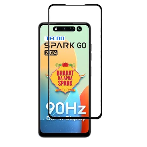 Image of DD SON Tempered Glass Screen Protector Compatible for Tecno Spark Go 2024 (11D) with Edge to Edge Coverage and Easy Installation kit,Black