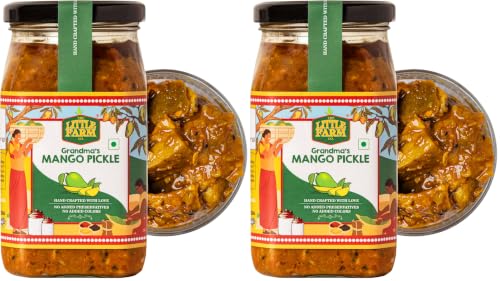 Image of THE LITTLE FARM CO Punjabi Mango Pickle - Aam ka Achar (400g) | Less Oil Mustard Base Homestyle Tangy Mango Pickles with Saunf | No Added Preservatives, Artificial Colours & Flavours | Traditional Recipe