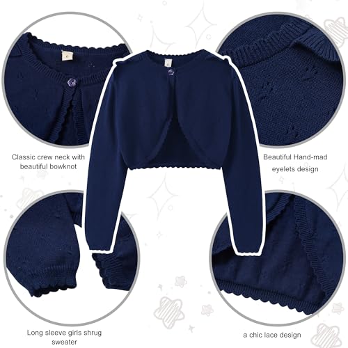 Girls Long Sleeve Cardigan Kids Button Closure Knitted Shrug Girls Sweaters Tops2