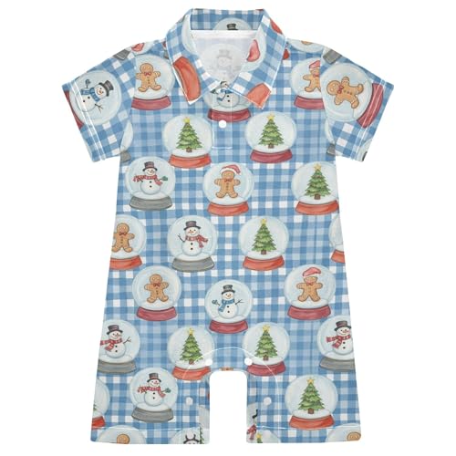 CUPADA Unisex Baby Onesie Snowglobes with Winter Scenes Summer Short Sleeve Collared Rompers Infant Polo Jumpsuits Newborn Outfits 6 Months