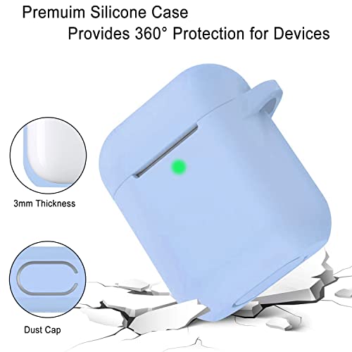 Silicone Airpods Case Cover,Wonjury Protective Case With Bracelet Keychain For Women Girls,Skin For Air Pod 2 & 1 Charging Case, Denim Blue #TOP5