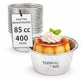 GM 400 Pirottini Alluminio Budino 85cc, Cocotte Monoporzione da Forno, Vaschette Alluminio monouso circolari da 6,5cm, Stampi per Dolci monoporzione Usa E Getta, Stampi per Muffin adatti al Microonde.