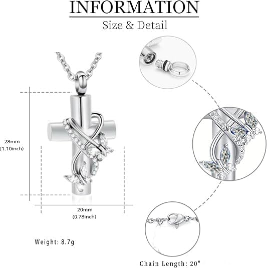 Butterfly Urn Necklace for Ashes for Women Cross Infinity Cremation Ash Pendant for Human Pet Memorial Keepsake Jewelry - Image 3