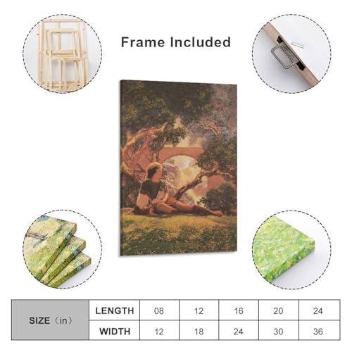 Impression sur toile décorative Maxfield Parrish poster mural salon chambre 20 x 30 cm - 2