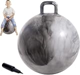 Upper Rider Grey Hopper Ball for Kids 6-12, 20 Inch Bouncy Ball with Handle