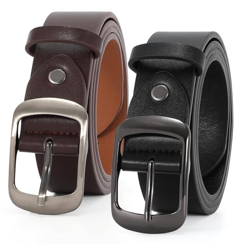 VONMELLI 2 Packs Women Leather Belts for Jeans Fashion Leather Ladies Waist Belt