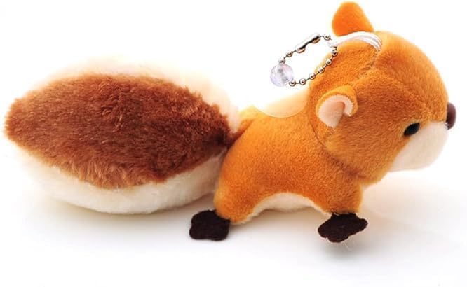 1Pc Brown Cartoon Squirrel Plush Keychain, Key Ring Backpack Stuffed Animal Keychain for Women Girls