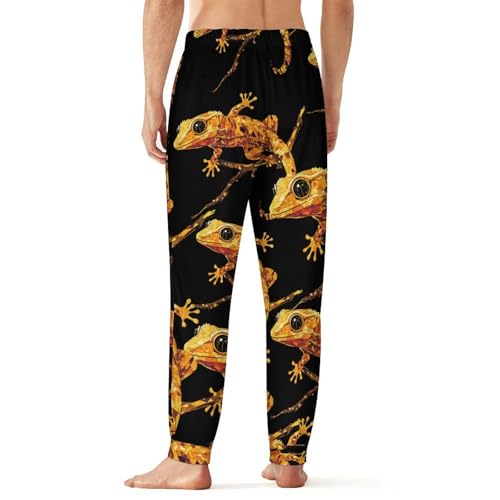 Crested Gecko Men's Pajama Bottoms Sleep Lounge Soft Comfy Pants Sleepwear3