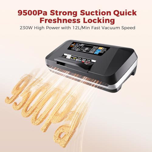 Image of Commercial 95kPa Food Vacuum Sealer Machine | Automatic 10-in-1 Food Sealer for Sous Vide, Meal Prep & Storage | Powerful 230W Motor, Double Heat Seal, Built-in Cutter & Starter Kit