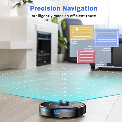 Lidar Robot Vacuum Multi-Floor Mapping Technology, Robotic Vacuum Cleaner with Laser Navigation, 2300Pa Strong Suction Cleaning, Wi-Fi Connected, for Pet Hair, Carpet, Hard Floor - Thumbnail 4