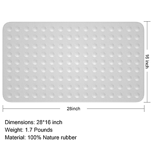 Joycano Non Slip Rubber Bathtub Mat Shower Tub Mat Baby Bath Mat, 100% Natural Rubber No Chemical Smells Perfect For Baby And Elder, With Suction Cups, Machine Washable, 28 X 16 Inches, White #TOP7