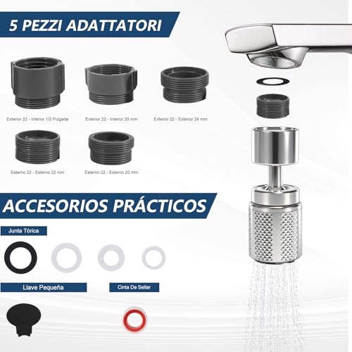 Miniatura 3 de Extensión De Grifo Con Cabezal Giratorio Ajustable