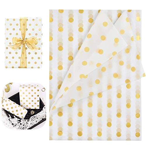 TOKERD Gift Wrapping Paper Gold Dot Wrapping Tissue Milieuvriendelijk Gift Verpakking Tissue Papier voor wijnen, Bloem, Art Craft (50 x 70cm/20 x 27,5 inch)