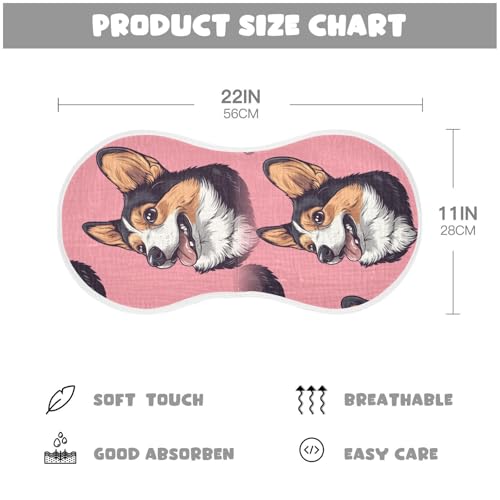 Muslin Burp Cloth for Baby 4PCS Happy Dog Corgi Super Absorbent Burping Cloths, Bibs for Newborn Boys Girls4