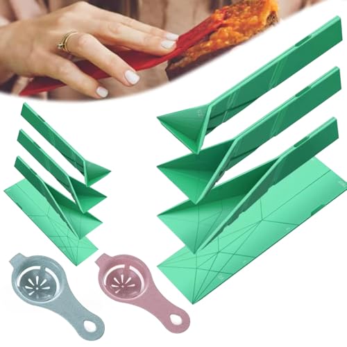 3 in 1 Cucchiaio Dosatore Poligonale, Pieghevoli Piatti Cucchiai Dosatori Magnetici per misurare ingredienti secchi e liquidi con 2 pezzi di separatore per uova(Green)