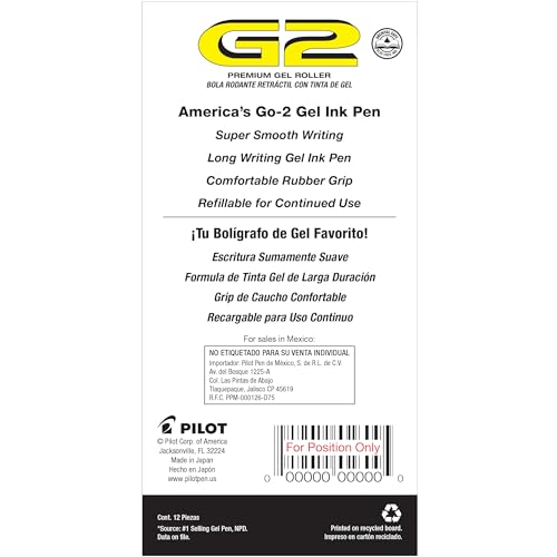 PILOT G2 Premium Refillable and Retractable Rolling Ball Gel Pens, Bold Point, Navy Blue Ink, 12-Pack (15125)