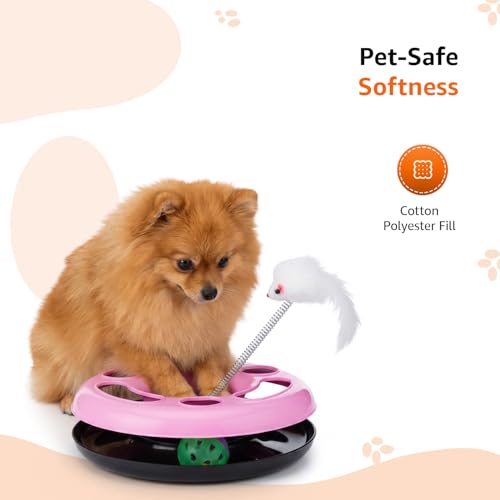 Image of Amazon Basics Pink Bubble Dragon Squeaky Plush Dog Toy | Crinkle & Squeak Sound | Soft Cotton Stuffed | for Teething & Training | Ideal for Puppies & Small Dogs