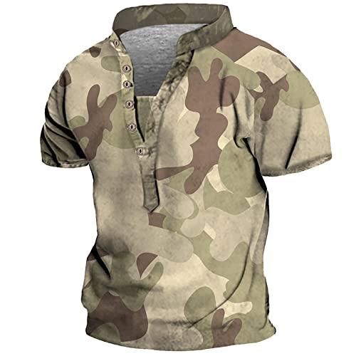 Herren Henley Hemd Arbeitspullover Herren Herren Tshirt Oversize Herren T Shirt Henley Herren Hemd Rot Shirt Lang Jagdhemd Herren Sweatshirt Mit Brusttasche(#6 Beige,XXL)
