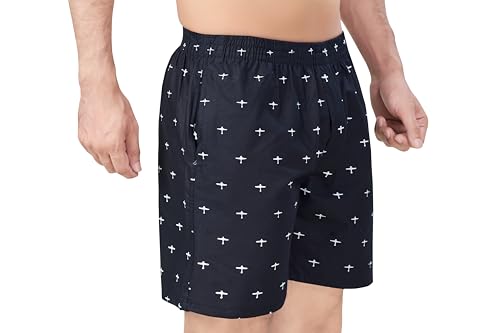 Image of Men's Super Combed Cotton Weave Printed Boxer Shorts with Side Pocket, Sizes M to XXL (201)