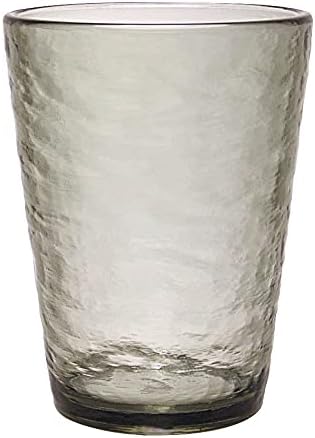 KLIFA- RIPPLE- 16 ounce, Set of 6, Acrylic Tumbler Drinking Glasses Cups, BPA-Free, Stackable Plastic Drinkware, Dishwasher Safe, Gray-Black