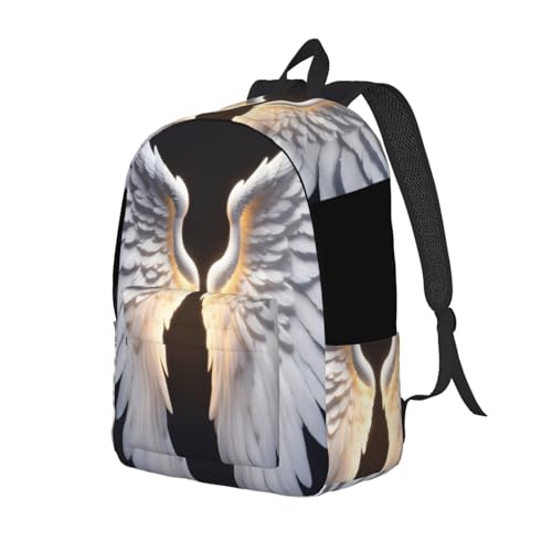 Angel Wing Print Canvas Backpack Laptop Backpack Everyday Use â€“ Trendy Vintage For Men And Women2