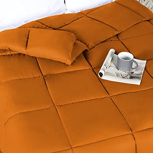 Superior Down Alternative All Season Comforter - Medium Fill Weight, Perfect For Winter And Summer - Bedding For Bed, Delicate And Soft Quilt, Bedding Duvet Insert & Bed Sets, Full/Queen, Dusty Orange #TOP7