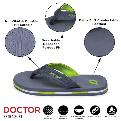 Image of DOCTOR EXTRA SOFT Men's Classic TPR Slippers with Cushion FootBed for Adult| Comfortabl &Light Weight|Stylish & Anti-Skid|Orthopedic Casual Durable Waterproof Everyday Dr.Flip Flops Gents & Boys D-35