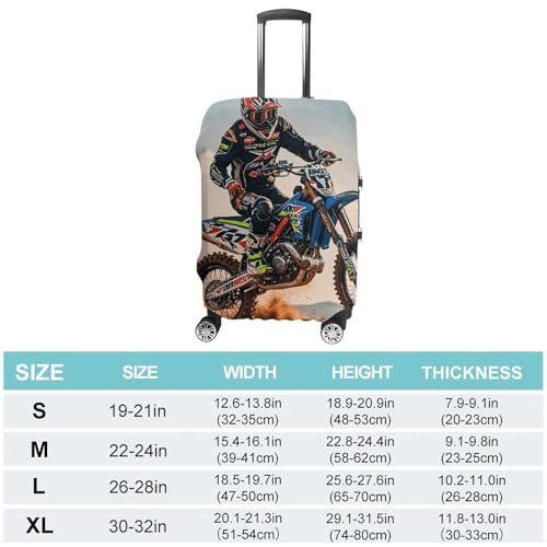 Sport Motorcycle Motocross Racing Theme Elastic Luggage Cover Suitcase Protector for 19-32 Inch Suitcases | Universal Stretchable Travel Bag Cover | Anti-Scratch, Washable with Zipper Closure M2