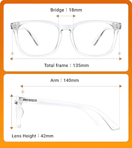 Image of Roshfort Square Zero Power Blue Cut Computer Glasses | Gaming Glasses | Anti Glare, Lightweight & Blocks Harmful Rays | UV Protection Specs | Men & Women | Medium