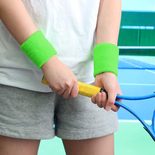 Image of Neon Sweatbands and Wristbands Bulk, Cotton Sports Headbands for Team Spirit, School Field Day, 80s 90s Party, Soccer Fan Accessories, Gym, Cheer and Group Events