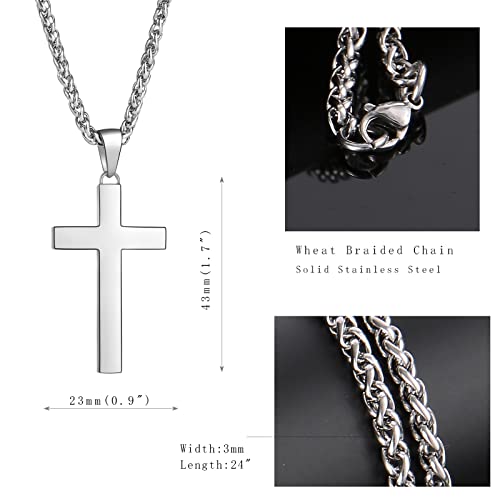 P. Blake Stainless Steel Cross Pendant Necklace For Men Boys Jewelry Gift, Chain Necklace 20 Inches #TOP5