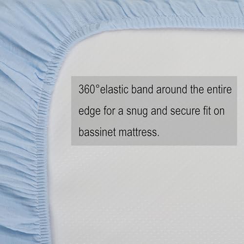 Image of Onacosht Muslin Bassinet Sheets 3 Pack, 35 inchx20 inch, Beige Green and Blue