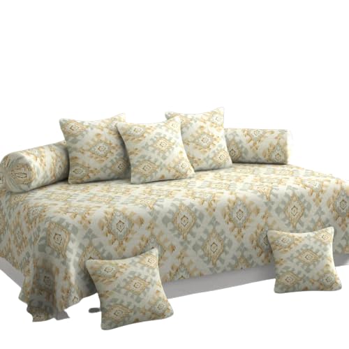 MANIQATEX Diwan Set 8 Pieces Cotton Printed Standard Diwan Set (1