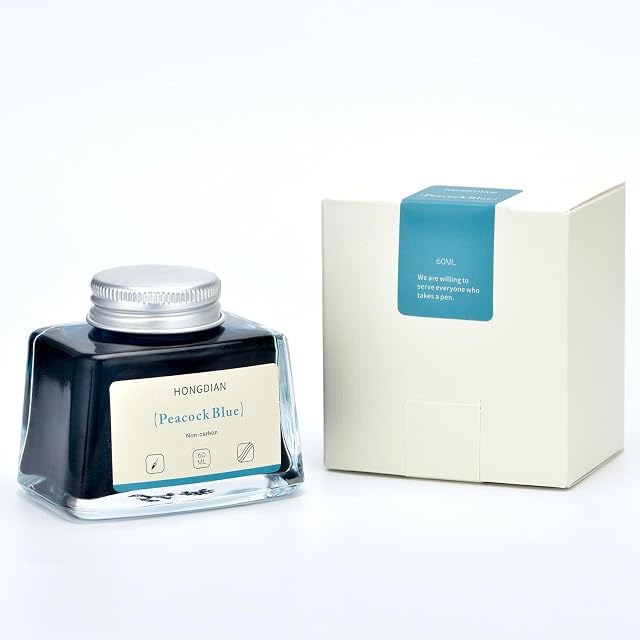 Image of HONGDIAN, Ink Bottle - Non Carbon | Peacock Blue | 60ml Premium Writing Ink.