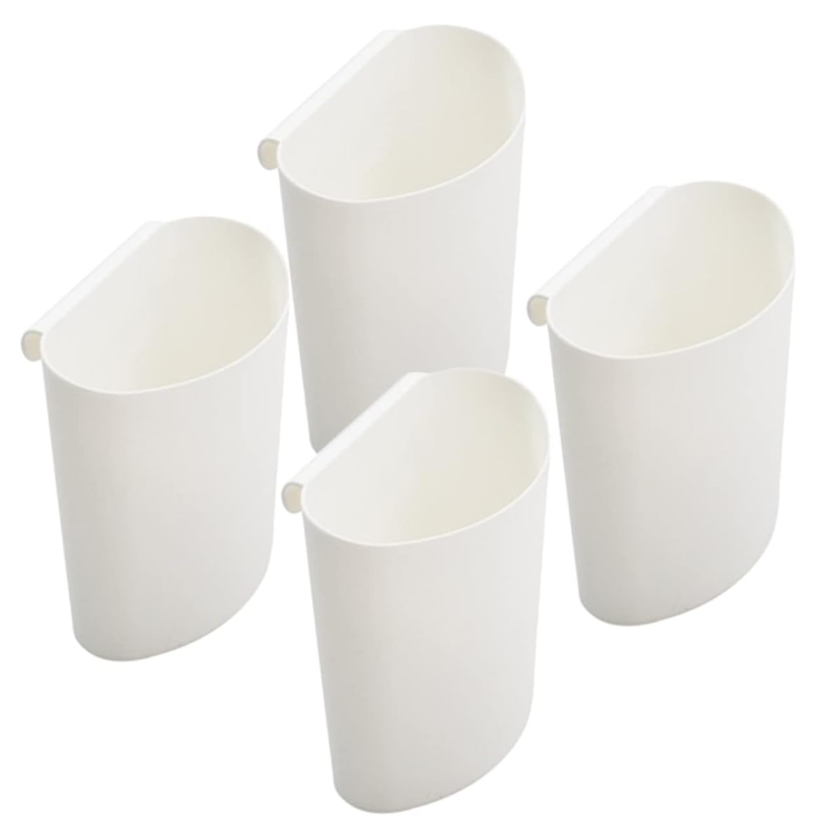 TERRIFI 4-Pack Hanging Cups for Storage Trolley & Cutlery Rack, Multifunctional Removable Storage Cart Accessories, Keep Your Essentials Organized, White