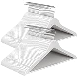 SONGMICS Kleiderbügel Holz, 60er Set, Holzbügel schlank, Bügel, Einkerbungen im Schulterbereich, Hosenbügel, 360° drehbarer Haken, Birkenholz, für Träger und Jacken, wolkenweiß CRW030W60