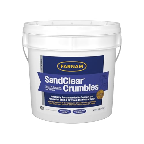 Farnam SandClear Psyllium Crumbles Supplement for Horses, Helps Remove Sand from Colon & Supports Digestive Health, Apple/Molasses Flavor, 20 lbs.