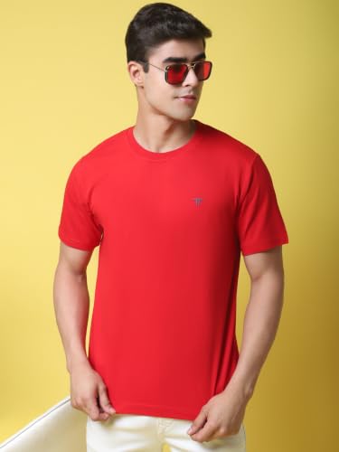 Image of Pinkmint Men's Cotton Blend T-Shirt ll Soild Round Neck T-Shirt ll Stylish Half Sleeve T-Shirt's (Pack of 1)