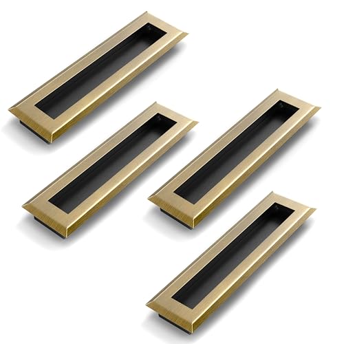 Image of Plantex Sliding Door Handle /Concealed Handle for Sliding Door /160mm Concealed Handle for Wardrobe /Kitchen Cabinet - Pack of 4 (Brass Antique)