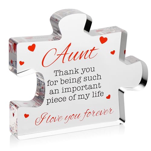 Aunt Gifts - Engraved Acrylic Block Puzzle Aunt Gift 3.35 x 2.76 inch - Cute Aunt Birthday Gifts, Auntie Cool Auntie Gifts, Aunt Gifts from Niece, Aunt Gifts from Nephew