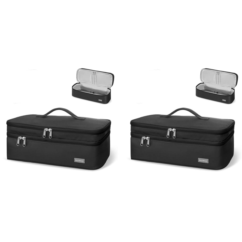 MAYCREATE® Travel Carrying Case for Dyson Airwrap Brush Hair Dryer Shark Flexstyle Double-Layer Accessories Tools Storage Bag for Revlon Hairdryer Styler Organizer Black Bag Only 2 PCS-image-33