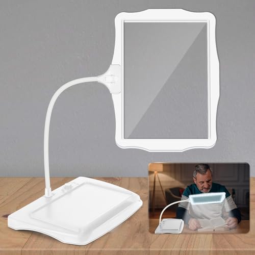 NZQXJXZ 10X Rechargeable Lampe Loupe sur Pied, Lampe Loupe de Bureau Flexible à Col de Cygne 50 LED, Grande Loupe Eclairante pour la Lecture, la Couture,...
