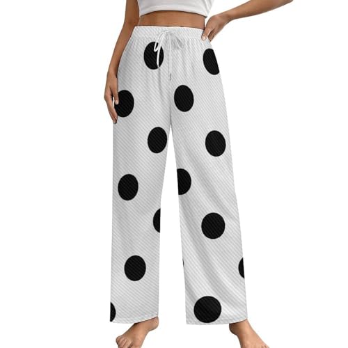 Pantalon de pyjama femme à pois noirs idéal pour vos soirées cocooning
