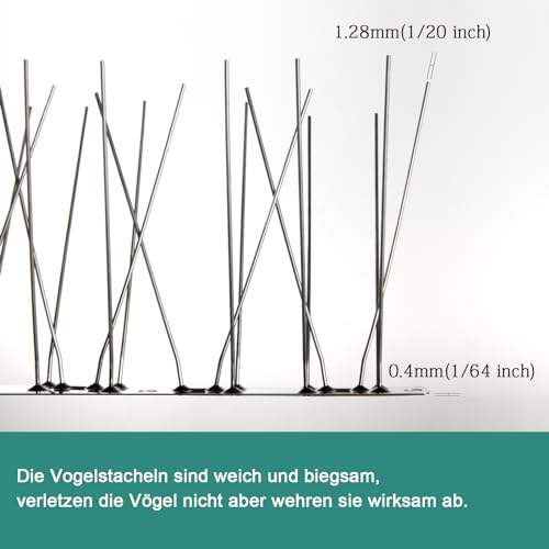 OFFO Vogelspieße mit Edelstahlsockel, Vogelabwehrspieße für Krähen, Möwen und kleine Vögel, Taubenspieße für Dächer und Fenster… – Ansicht 5