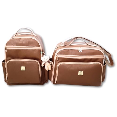Kit Bolsa Mala Maternidade Bebe Enxoval Grande + Mochila + Trocador - Linha Austin (Marrom)
