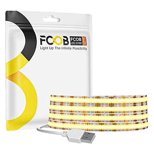 FCOB COB USB LED Strip Light Flexibele Hoge Dichtheid Koel Wit 6000K 2M 320LEDs/M DC5V 8mm Breedte CRI90 + Dimbare LED Strip Licht Uniforme Helderheid voor Home DIY Decoratie (zonder Dimmer)